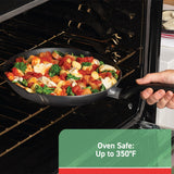 Nonstick Saute Pan with Glass Lid 5 Quart, Oven Broiler Safe 350F, Cookware, Deep Frying Pan | Black T-Fal