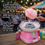 Studio 54 Retro Cotton Candy Machine with 5 Jars (11oz Each) Floss Sugar, 50 Paper Cones, Easy Cleanup Cotton Candy Maker, Durable Retro Design, Makes 20–30 Servings per Jar, BPA & Lead Free