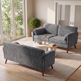 64" Loveseat Sofa, Modern 2-seater Chenille Couch for Living Room, Gray