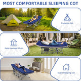Fragess Camping Cot, Sleeping Cots, Portable Camping cots with Cushion, Pillow and Carry Bag, 1200D Double Layer Oxford, 600 LBS Weight Capacity Cots for Sleeping (Blue)