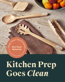 Wooden Utensil Set - 5 Piece Cooking Utensil Set - Spoon, Server, Scraper, Spatula, & Tongs - Made From FSC-Certified Caraway