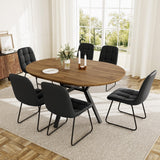 Extendable Round Dining Table Set for 6 People, 43.3"-59.1" Extendable Kitchen Table with 6 Upholstered Chairs