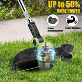 Cordless Weed Wacker Electric Weed Eater 12" 20V String Trimmer Battery Operated with 8 Pcs Spool Trimmer Lines