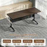 Folding Conference Training Tables with Wheel,4 Black Gold Walnut 47.2in