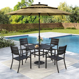 MFSTUDIO 5 Pieces Outdoor Dining Set w/Umbrella for 4