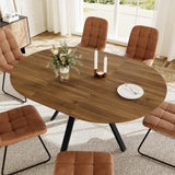 Round Dining Table Set for 6 People, 43.3"-59.1" Extendable Kitchen Table with 6 Upholstered Chairs
