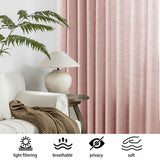 Macochico Extra Wide Pinch Pleated Linen Curtains for Sliding Door Patio Doors with Tieback, Natural Living Room Bedroom Curtain Privacy But Let Light in, 120”Wx96”L, Coral, 1 Panel