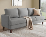 Busaurus 3 Seater Sofa Couch with Deep Seats, 89" Mid Century Modern Upholstered Sofa with Armrests, Comfy Couches for Living Room, Bedroom, Apartment and Office, Linen Light Grey