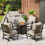 MIXPATIO 5-Piece Metal Patio Conversation Set, 28-Inch Fire Pit Table
