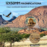 12x50 UHD Binoculars for Adults High Powered with Upgraded Phone Adapter - Large View, Lightweight, IPX7 Waterproof - Binoculars for Hunting Bird Watching Travel Cruise IBQ