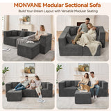 MONVANE 103'' Modular Sectional Sofa, Comfy Chenille Cloud Couch with Ottoman, Modern Convertible L Shaped Couch with Deep Seat, Sectional Couches for Living Room, Bedroom and Apartment, Grey