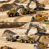 BLQCSLH Excavator Set，rc Dump Truck Command The Site Conquer The Dir，2.4Ghz Remote Control Construction Vehicle Set Children's Toys，Alloy Material Simulate True Scale (4-piece Set)
