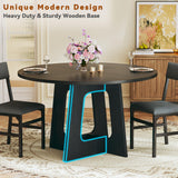 Round Dining Table Set for 6, 7-Piece Kitchen Table and Chairs for 6, 47'' Round Dining Room Table Set with 6 Chairs