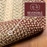 Super Area Rugs Large Braided Rugs 8X11 Farmhouse Kitchen Rug - Ridgewood Braided Rug for Living Room - Reversible - Indoor/Outdoor - Made in USA - Burgundy/Beige, 8' X 11' Oval