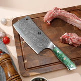 WILDMOK Meat Cleaver, 6.5 inch Heavy Duty Razor Sharp Kitchen Butcher Knife, Forged Damascus Steel, Resin Handle with gift box