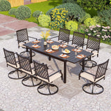 PHI VILLA Outdoor Expandable Table for 6-8, Large Metal Dining Table