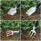 4 Pairs Garden Gloves for Women(L) & 10PCS Gardening Tools Set Floral Gardening Gifts for Women