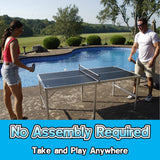 PartyLife Blue 6 ft x 3 ft Ping Pong Table Tennis Table w/LED Lights & Game Kit | Mid-Size Portable Folding Indoor Outdoor Ping Pong Table Tennis Table | Kids & Adults | Game Room | Not Full Size