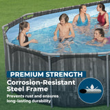 Bestway Power Steel 20’ x 12’ x 48” Above Ground Pool, Oval Metal Frame Outdoor Swimming Pool Set with Filter Pump, Ladder, and Cover