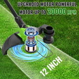 12" Cordless Weed Wacker String Trimmer, 20V Battery Powered Grass Trimmer & Edger 2-in-1, Electric Weed Wacker with 2×5.0Ah Batteries and 8 Pcs Spools, Lightweight Edger Lawn Tool for Yard & Garden