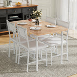 Dining Table Set for 4 with Chairs, 5-Piece Kitchen Table and Upholstered Padded Chairs Set for Small Space,