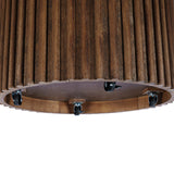 Jofran Auden 40" Round Mid-Century Modern Fluted Pedestal Coffee Table with Casters for Living Room, Accent Table, Chestnut