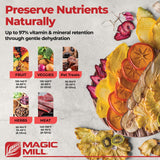 Magic Mill Food Dehydrator Machine | 5 Stackable Stainless Steel Trays, 48H Digital Adjustable Timer & Temperature Control Upto 167° Electric Dryer & Preserver for Jerky, Fruit, Dog Treats & Much More