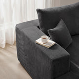 115" Modular Sectional Sofa, U Shaped Cloud Boneless Couch Black