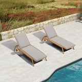 PURPLE LEAF Patio Chaise Lounge with Quick-Dry Cushion Adjustable Back Teak