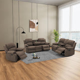MOOLSUN Living Room Furniture Set Corduroy Recliner Compartments and Cup Holders Reclining for Home Theater/Office（A-Taupe Corduroy,3 piece Set）