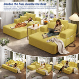 RENDGO 97 Inch Double Chaise Lounge Chair Indoor, Yellow