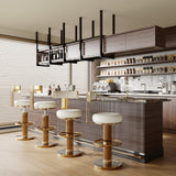 Swivel Bar Stools, Counter Height Stools with Gold Stainless Steel, White