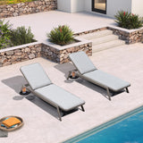 PURPLE LEAF Patio Lounge Chair Set of 2 Adjustable Heavy-Duty Gray