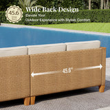 MIXPATIO 3-Piece Wicker Patio Chaise Lounge Set, Coffee Table, L-Shaped