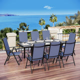 MFSTUDIO Patio Dining Chairs Set of 4, Foldable & 7-Level Backrest, Blue
