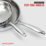 18/10 12 Inch Stainless Steel Frying Pan with Lid, Side Spouts, Induction Pan, Versatile Stainless Steel Skillet, Fry Pan in our Pots and Pans (Tri-Ply Stainless Steel, 12 Inch) AVACRAFT