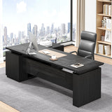 L-Shaped Executive Desk with Drawer & Cabinet, Modern Office Desk with Storage