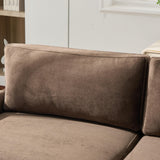 Merax Mid-Century Modern Velvet Sofa Couch, Spacious 74" 3-Seater Upholstered Sofa for Living Room Apartment Office, Solid Wood Frame & Comfortable Cushions, Dark Brown