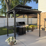 PURPLE LEAF Hardtop Grill Gazebo 6' x 8' Aluminum Frame Double Tier, Gray