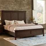LUXOAK Solid Wood Queen Bed Frame, Traditional Wooden Platform Bed