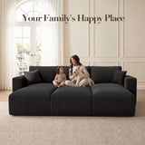 Modular Sectional Sofa Bed with Chaise, 115" Memory Foam Cloud Couch, Black