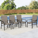 MFSTUDIO Patio Dining Chairs Set of 4, Brown Textilene Mesh Fabric