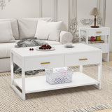 Edospaen Coffee Table with Sensor Light - Modern Storage Coffee Table with Drawers and Shelf for Living Room, Office, Outdoor