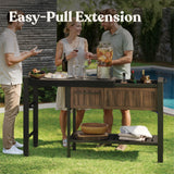 Keter Extendable Outdoor Bar Cart with Hidden Cooler, Storage Drawers & Prep Surface