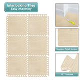 Sorbus 80 Sq. Ft. Wood Grain Floor Tiles Foam Mat EVA Interlocking Mats Tile 3/8-Inch Thick Flooring Wood Puzzle Exercise Mats w/Borders - Home Playroom Basement, Apartment, Trade Show, Baby, Dance