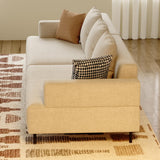 109.4" 4-Seater Modern Fabric Sofa Couch with Deep Comfortable Seating, Upholstered Nordic Style Sofa, Sofas for Living Room, Apartment or Office – Beige