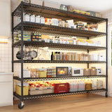 REIBII 82.6" H*60''W*17.7" D Steel Heavy Duty Wire Shelving with Wheels, 6-Tier Adjustable Storage Shelves 3598LBS Commercial Metal Shelves for Pantry, Garage, College Dorm School Industrial Shelving