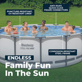 Bestway Steel Pro MAX 14' x 48" Above Ground Pool, Round Metal Frame Outdoor Swimming Pool Set with Filter Pump, Ladder, and Cover, Gray
