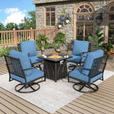 MIXPATIO 5-Piece Metal Patio Conversation Set, 28-Inch Fire Pit Table