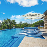 Midtown Umbrellas Push & Pop 10 Ft Patio Umbrellas with Push & Pop Mechanism, Fiberglass Ribs & Sunbrella Fabric – Outdoor Umbrella for Deck, Pool, Cafés and Hotels – Canvas Natural Canopy, Black Pole